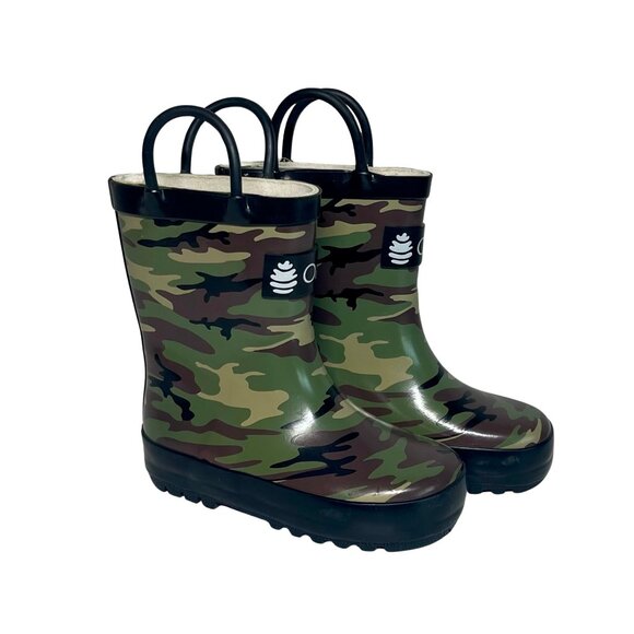 Kids Waterproof Rubber Rain Boots with Easy-On Handles Camouflage - Picture 1 of 7